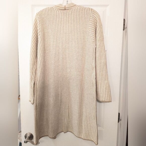 New Fortune & Ivy open front cable knit camel neutral long cardigan sweater sz L - Picture 2 of 8